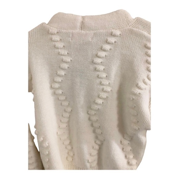 Jessica Simpson cream embroidery applique cable knit cardigan sweater size Small - Picture 7 of 11